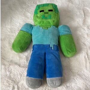 Minecraft Zombie Plush Large Green Blue Jinx Stuffed Toy Video Game Collectible